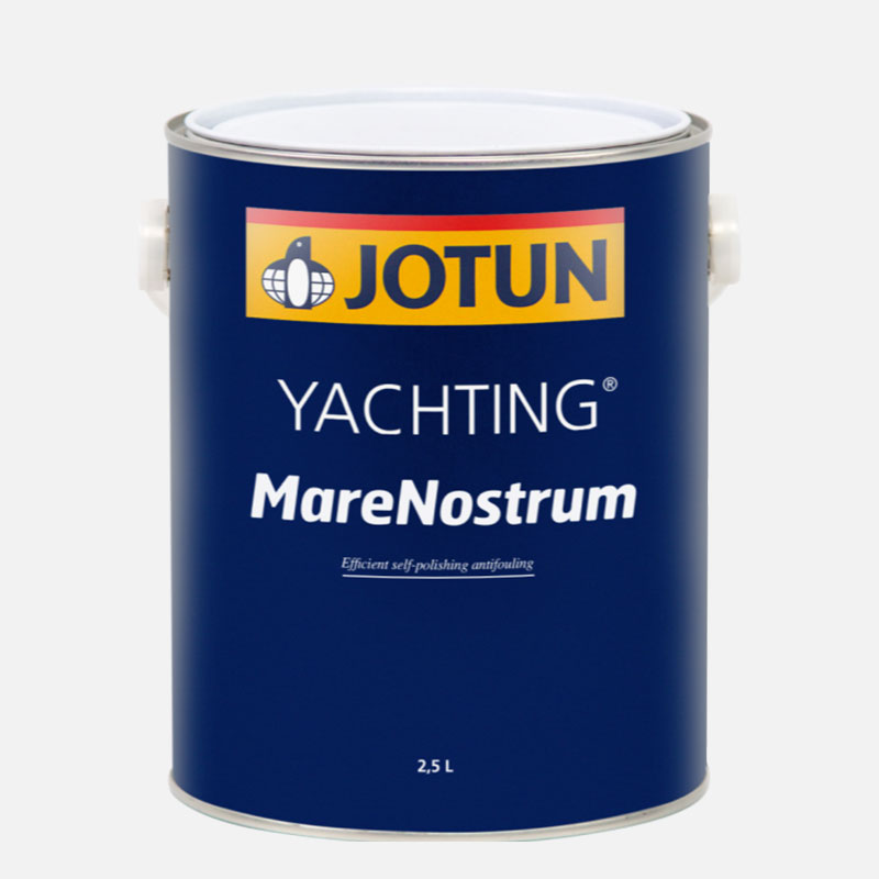 Mare Nostrum gives protection for up to 6-12 months as part of a complete coating system. The service period will depend on water temperature, fouling pressure and sailing hours. Designed for all types of leisure yachts, except yachts with aluminium hulls. Suitable for yachts operating at a wide speed range. The product is not recommended for vessels sailing only in fresh water.